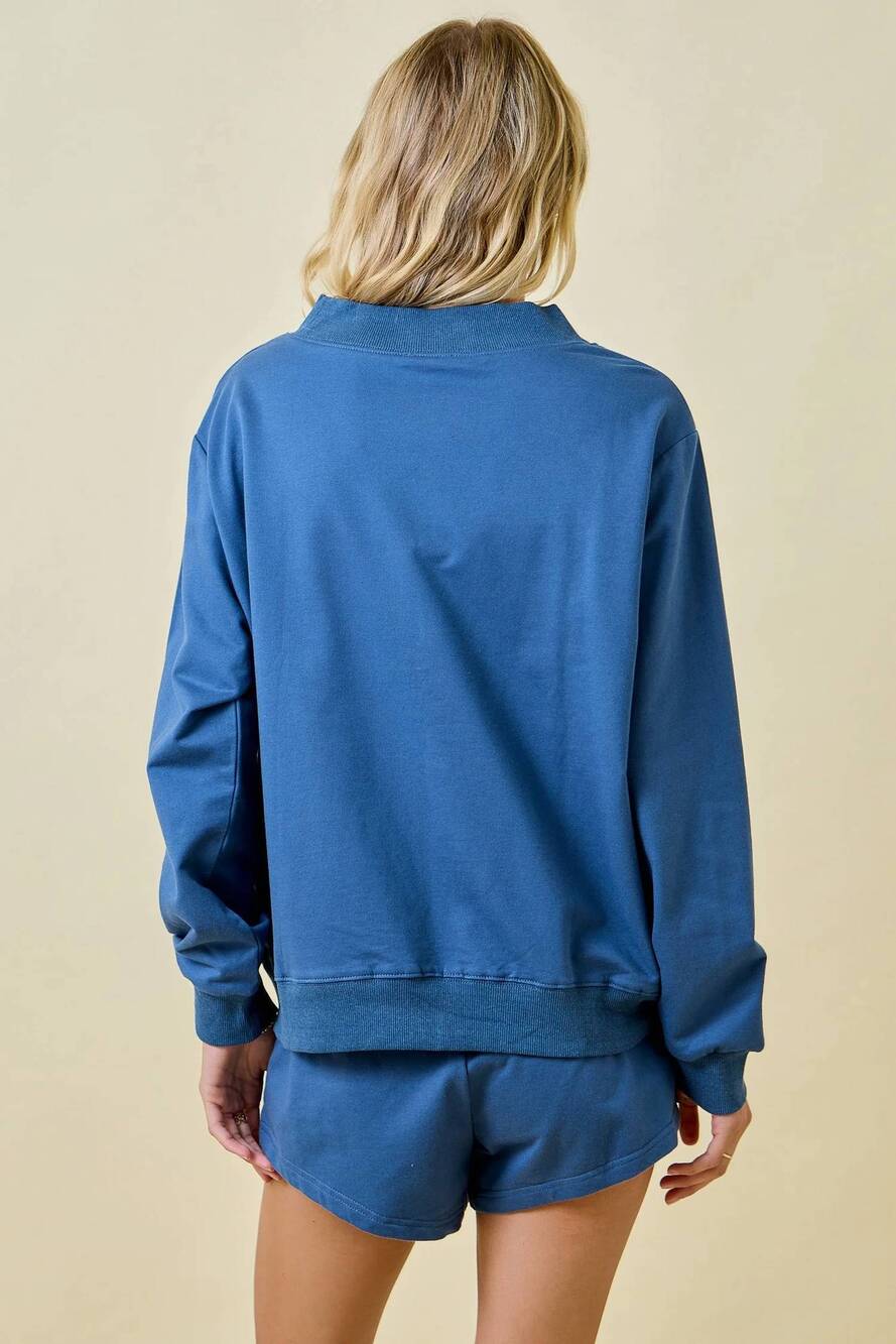 NEW DAY + MOON madison oversized sweatshirt in denim blue - Picture 3 of 8